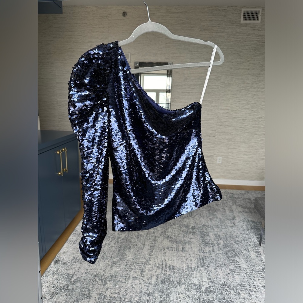 Sequin one shoulder top